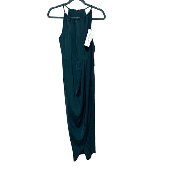Shona Joy Draped Halter Tulip Gown Size 4 NWT Rusched Green Formal Holiday - Picture 2 of 11